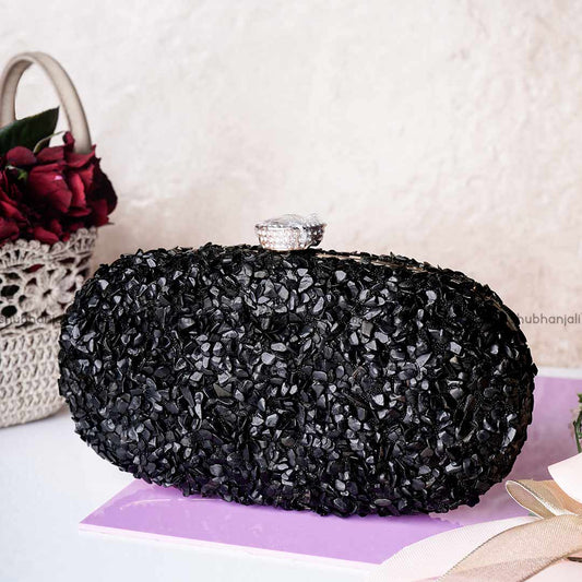 Black Agate Chips Stone Purse