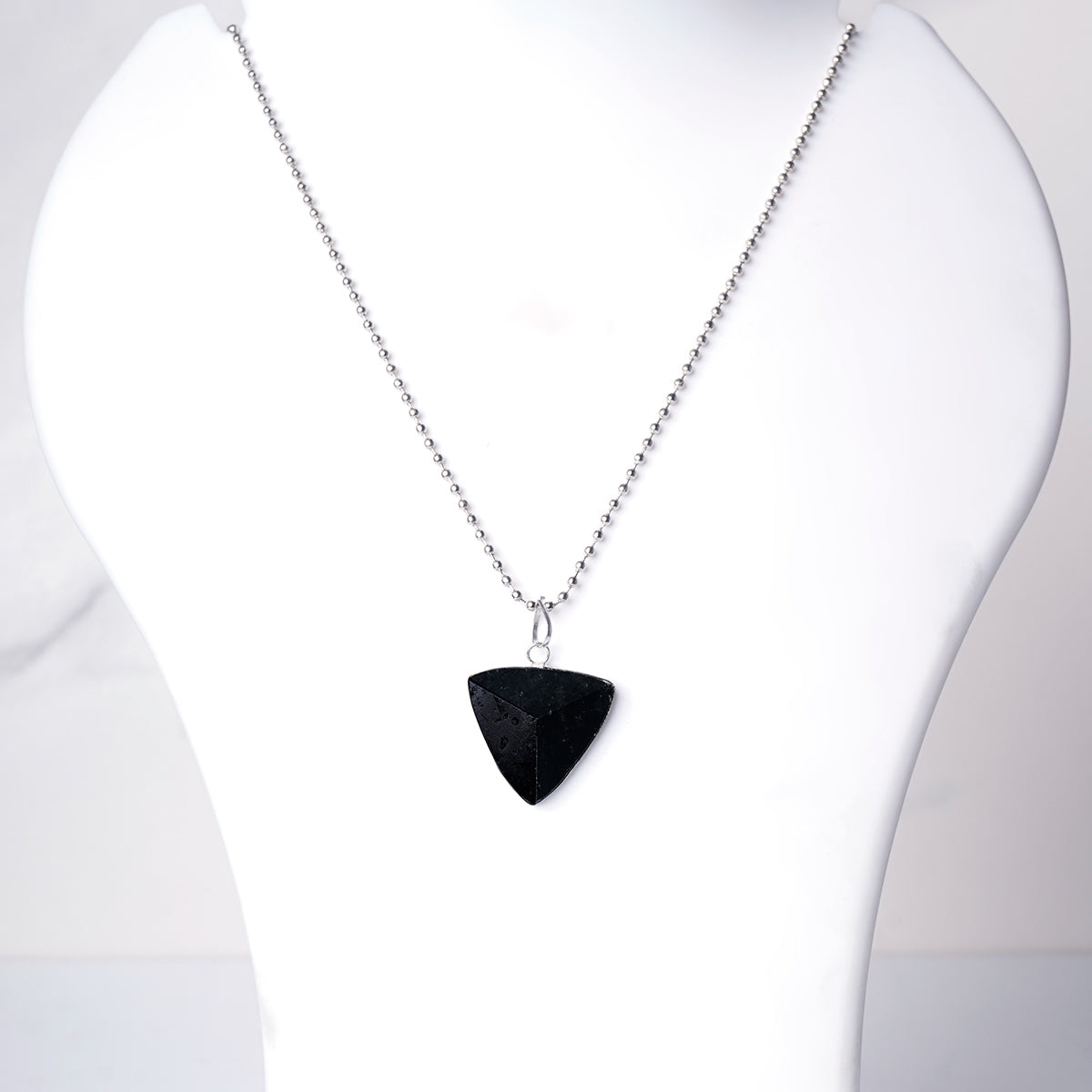 Black Tourmaline Crystal Triangle Pendant