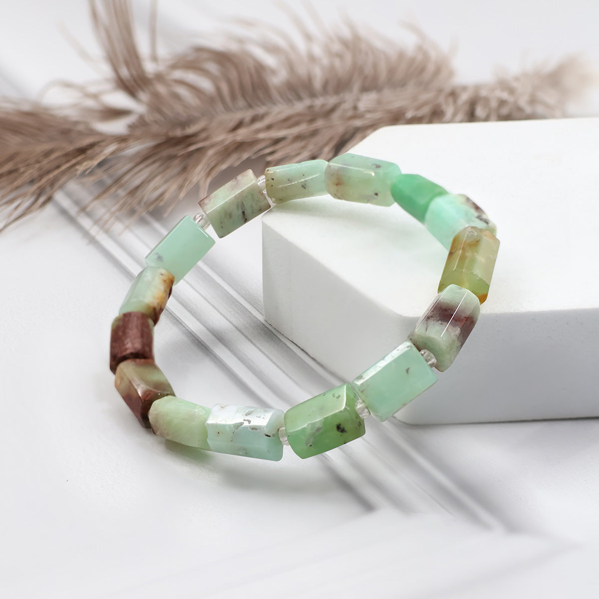 Chrysoprase Tube Beads Bracelet