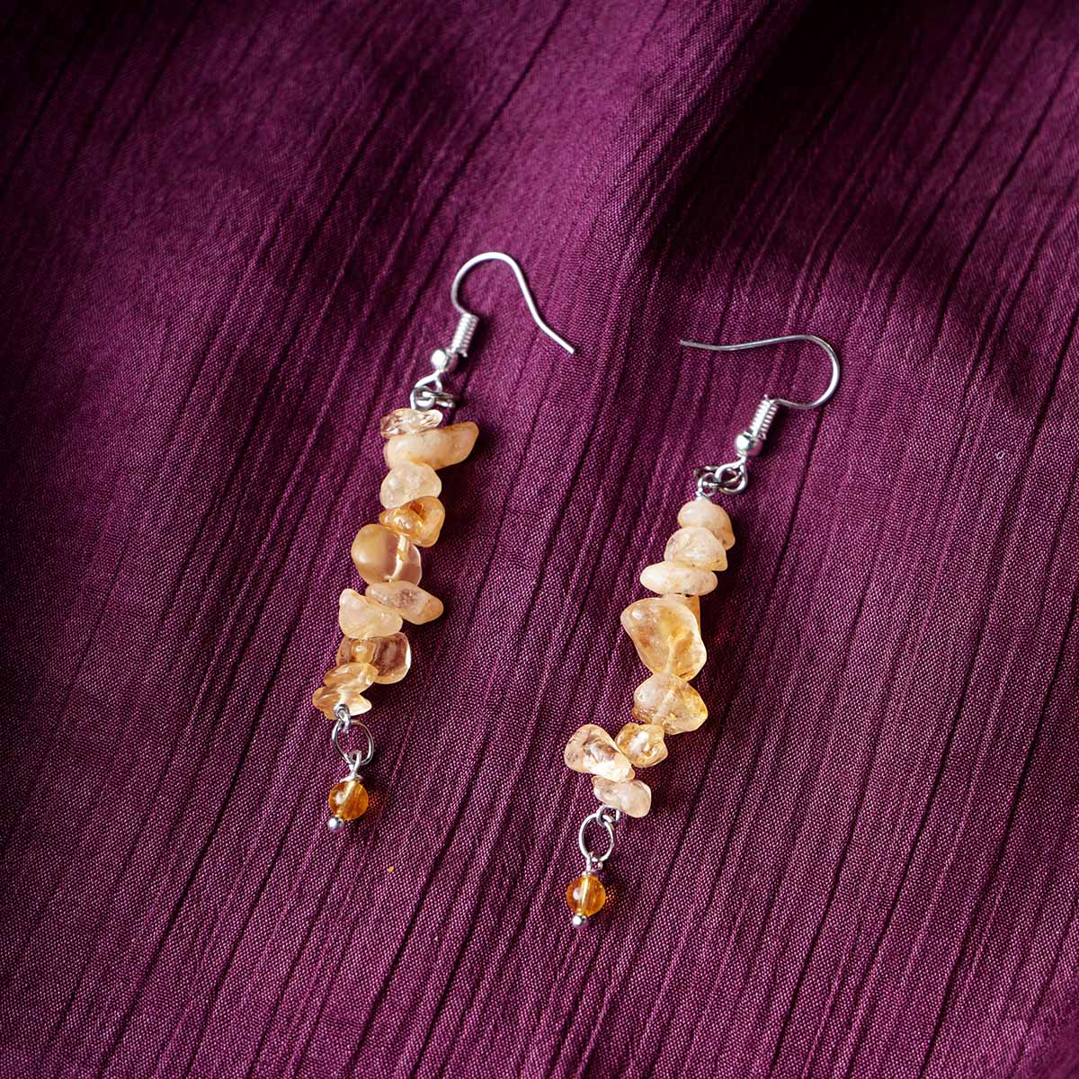 Citrine Chips Hook Earrings