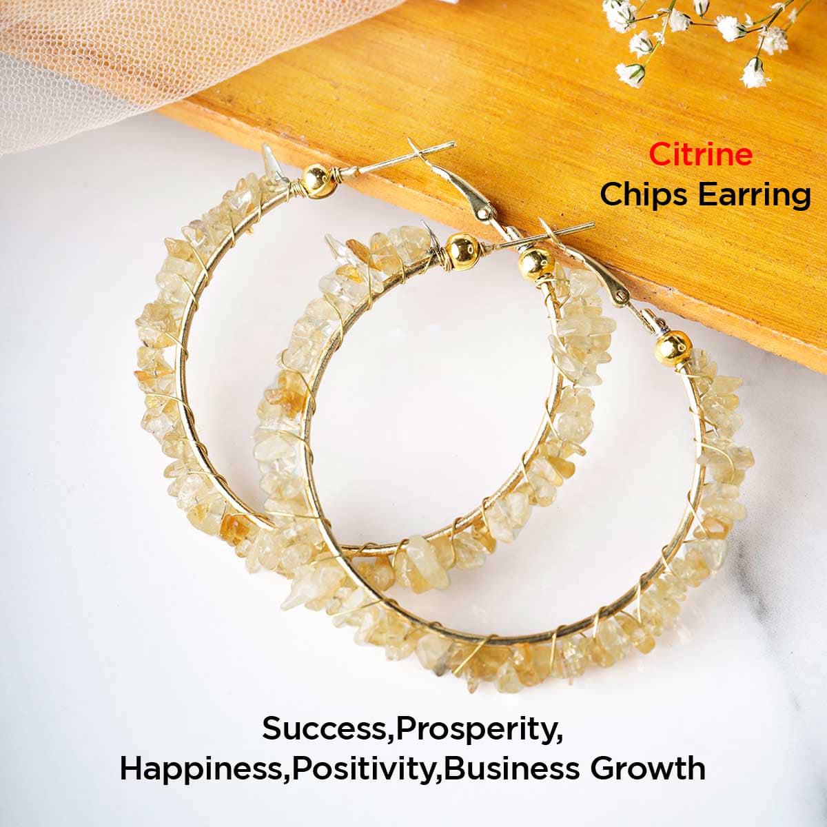 Citrine Chips Huggie Hoops Earring