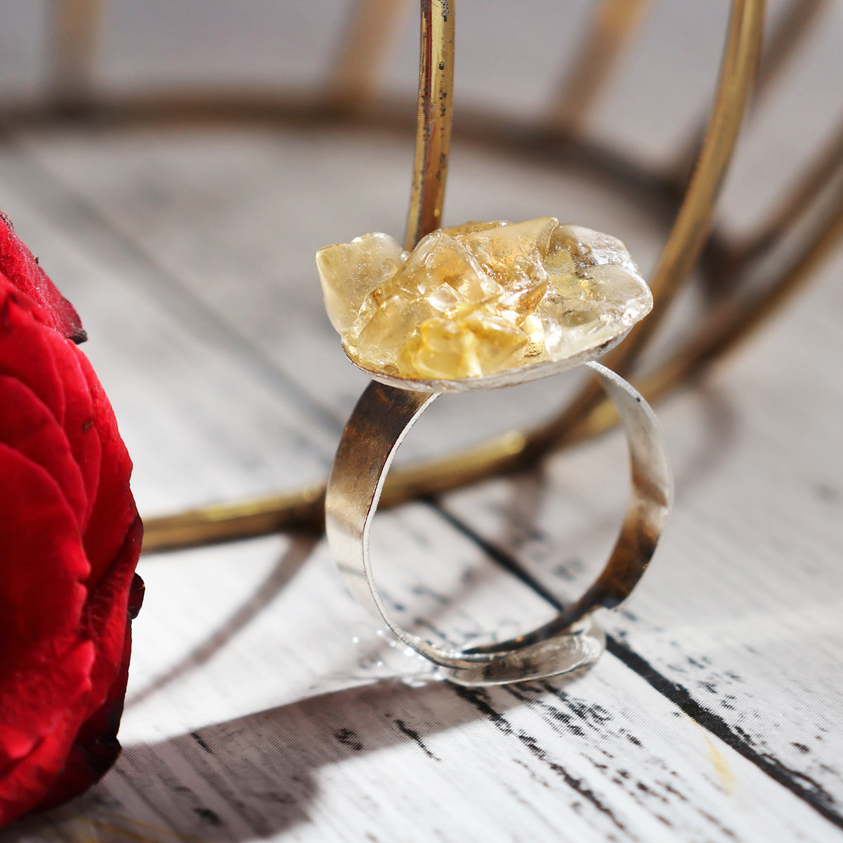 Citrine Chips Stone Ring