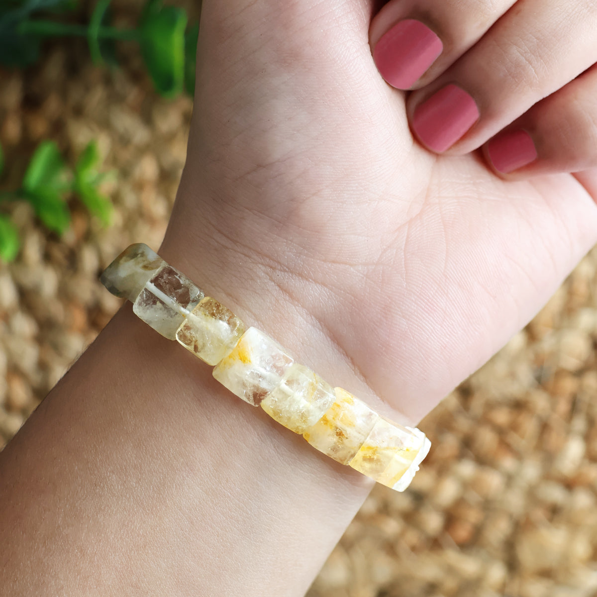 Citrine Square Cut Beads Bracelet