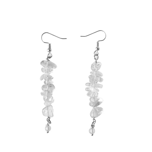 Clear Quartz Chips Hook Earrings