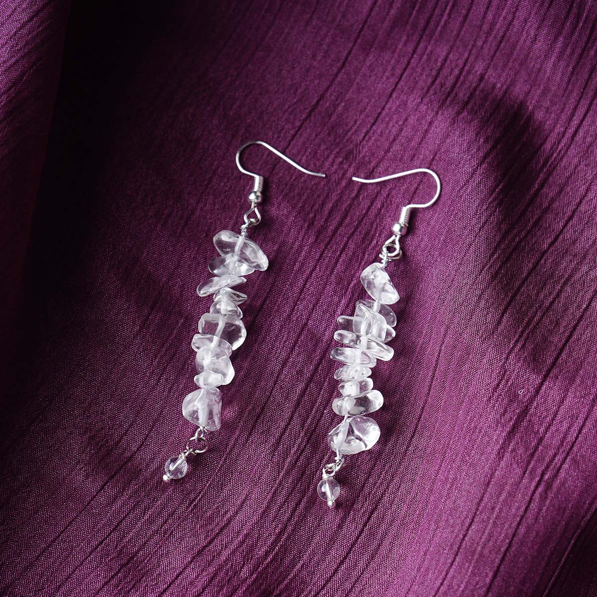 Clear Quartz Chips Hook Earrings