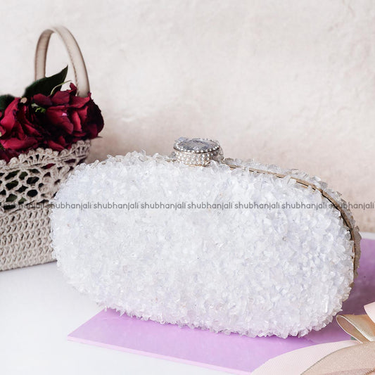 Clear Quartz Chips Stone Purse