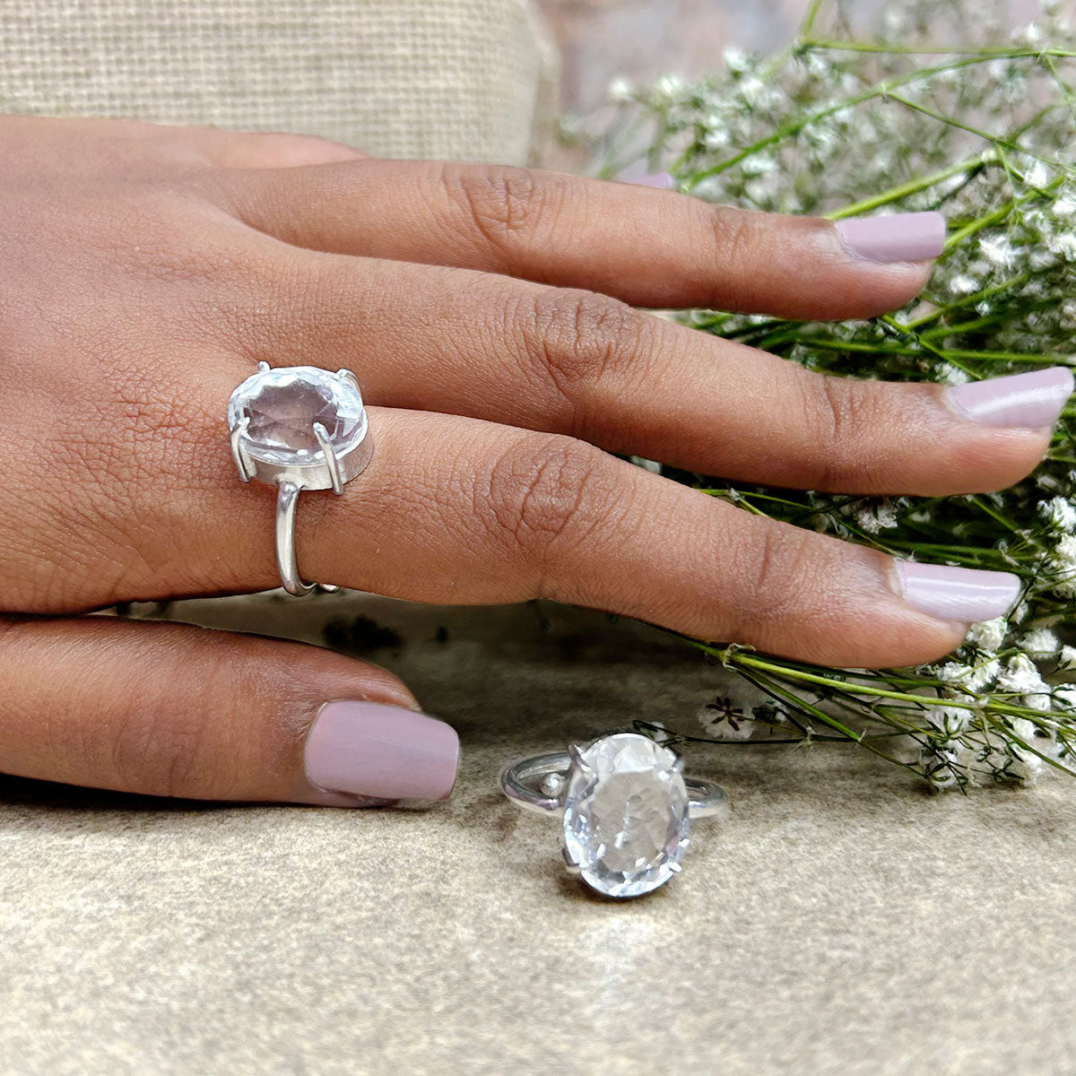 Clear Quartz Faceted Cut Ring