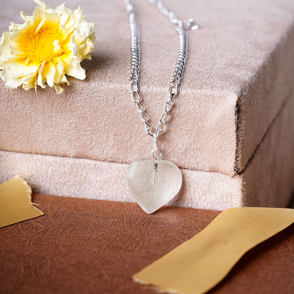 Clear Quartz Heart Pendant