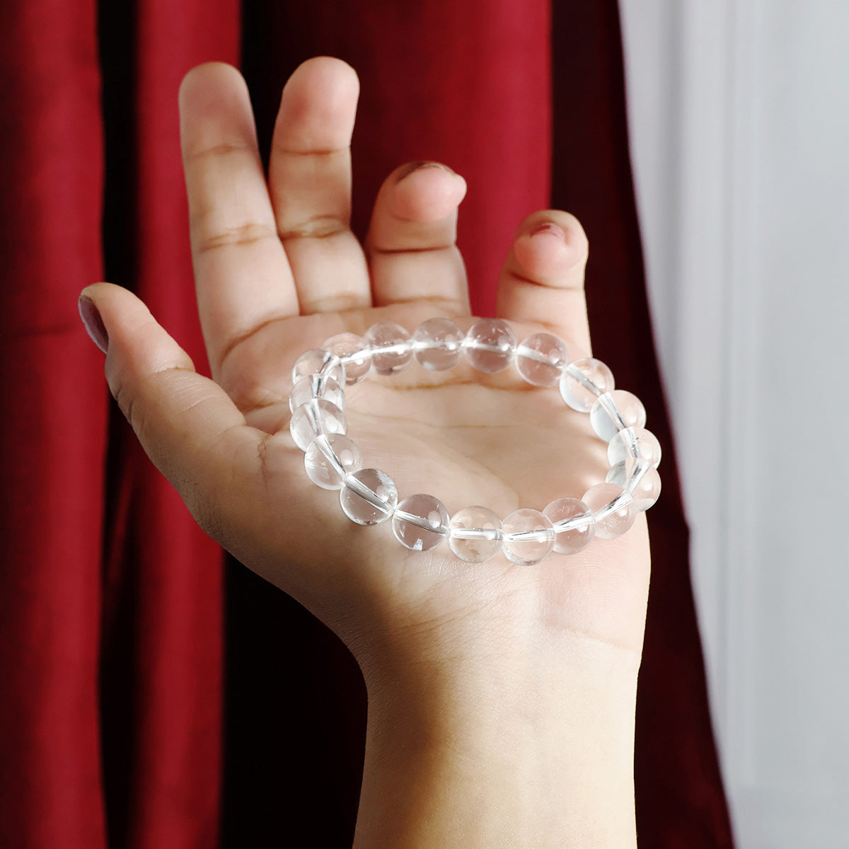 Clear Quartz Round Beads Bracelet