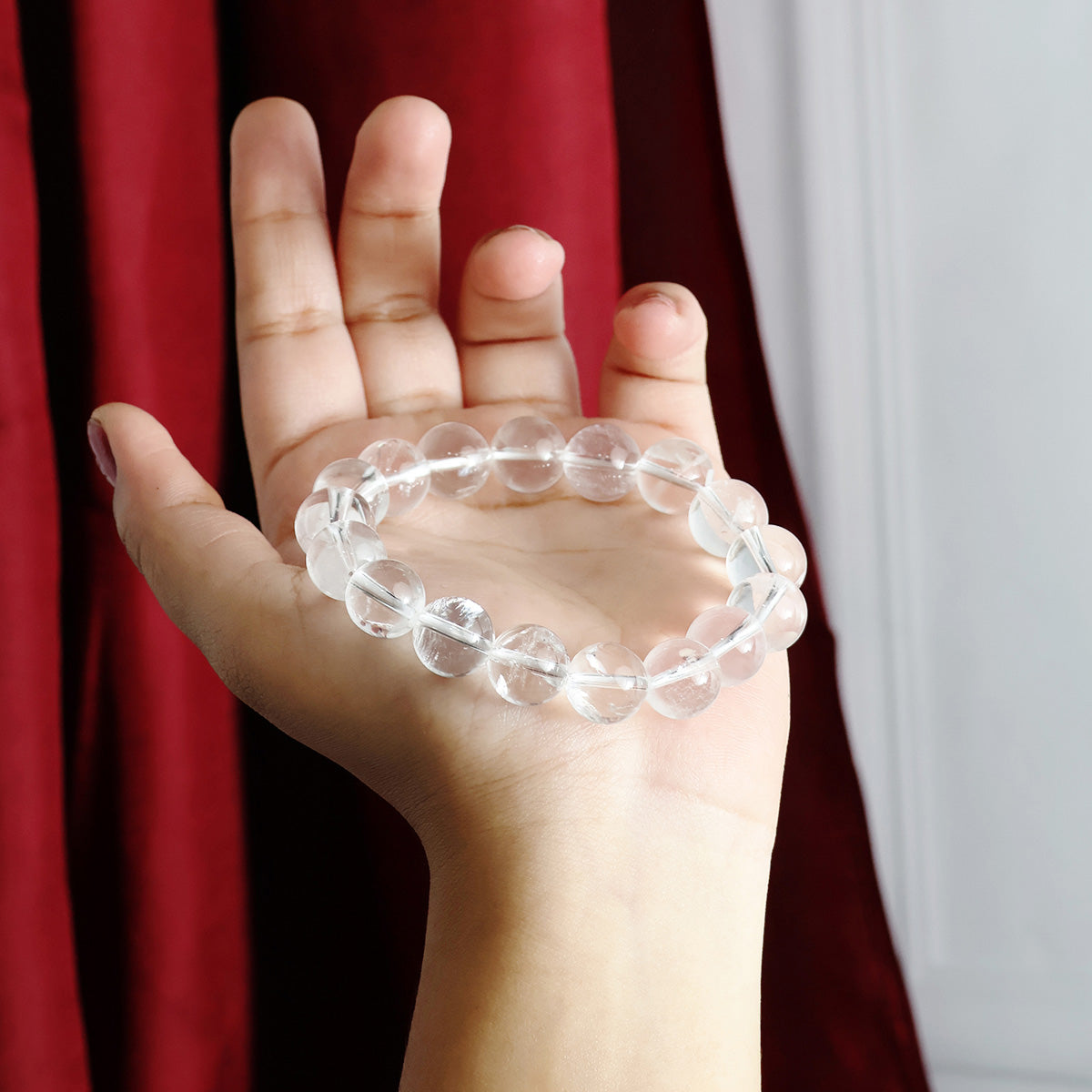 Clear Quartz Round Beads Bracelet