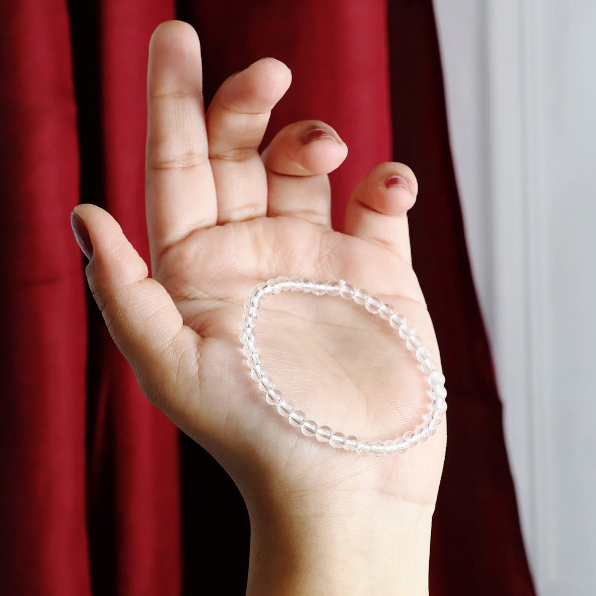 Clear Quartz Round Beads Bracelet