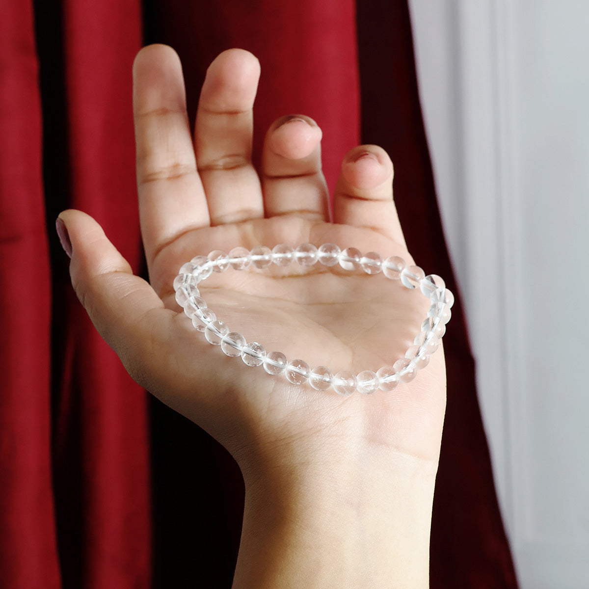 Clear Quartz Round Beads Bracelet