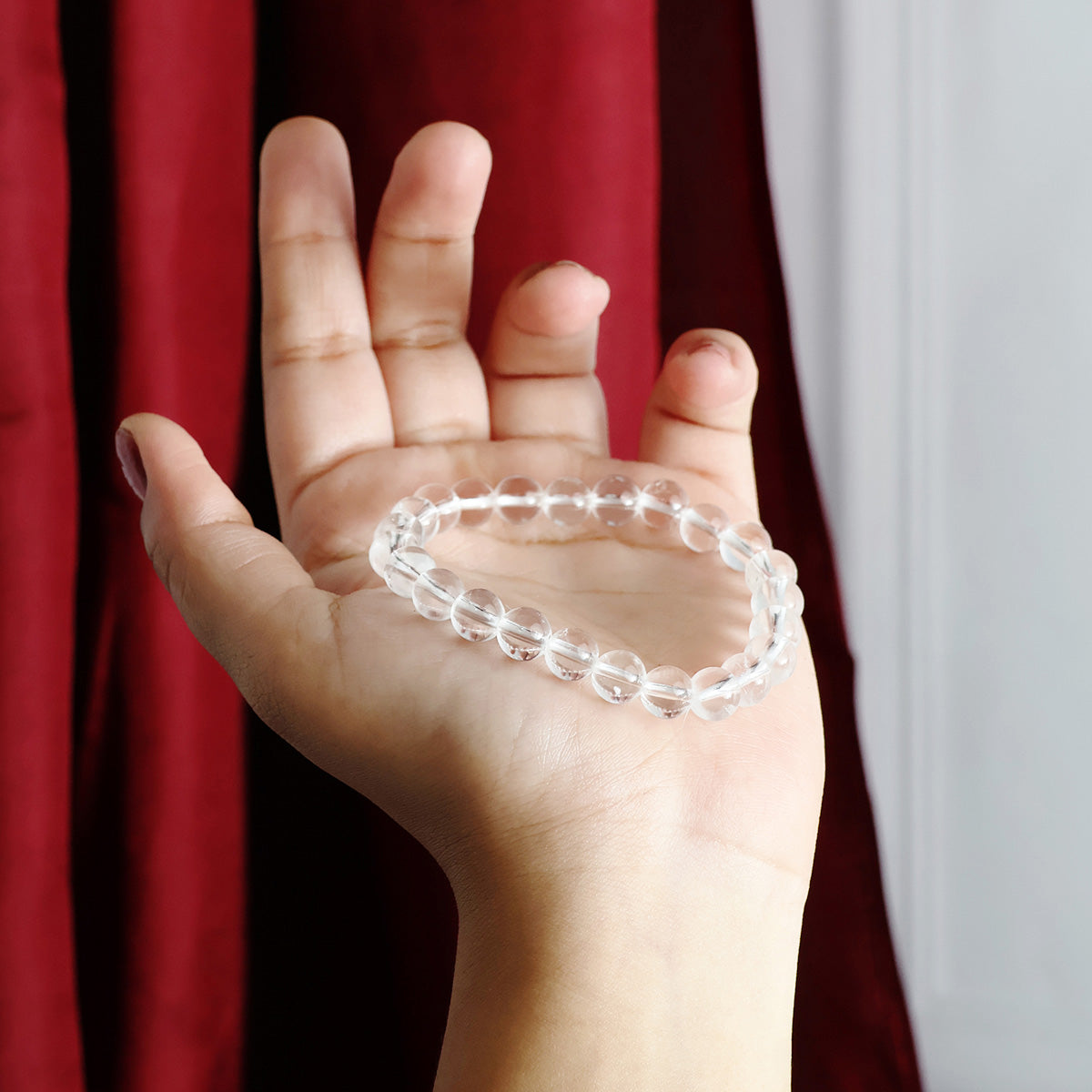 Clear Quartz Round Beads Bracelet