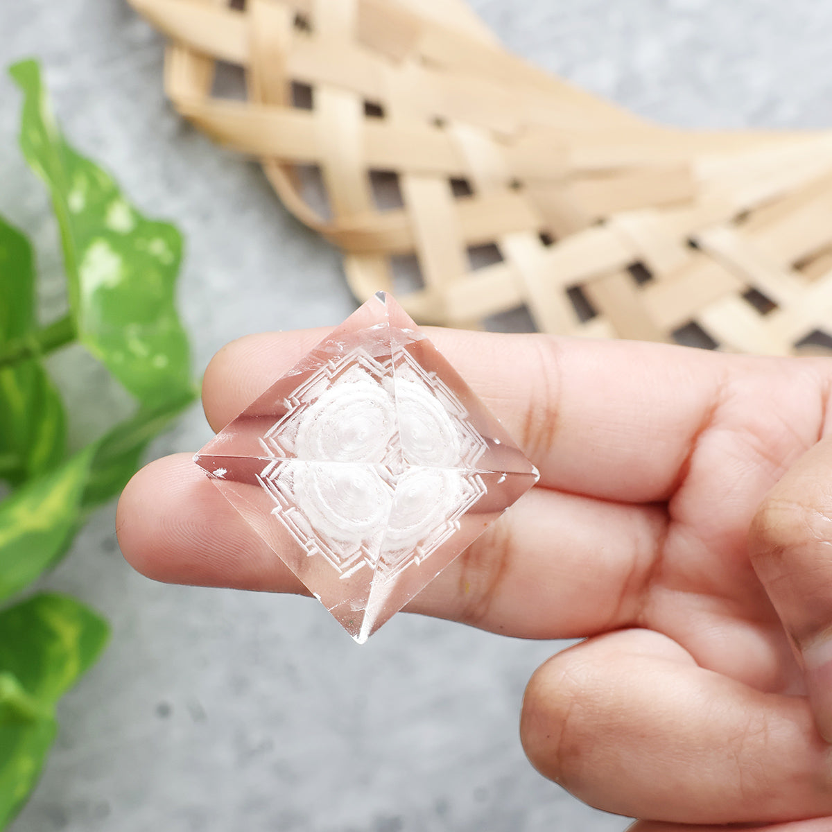 Clear Quartz Shree Yantra Small Pyramid