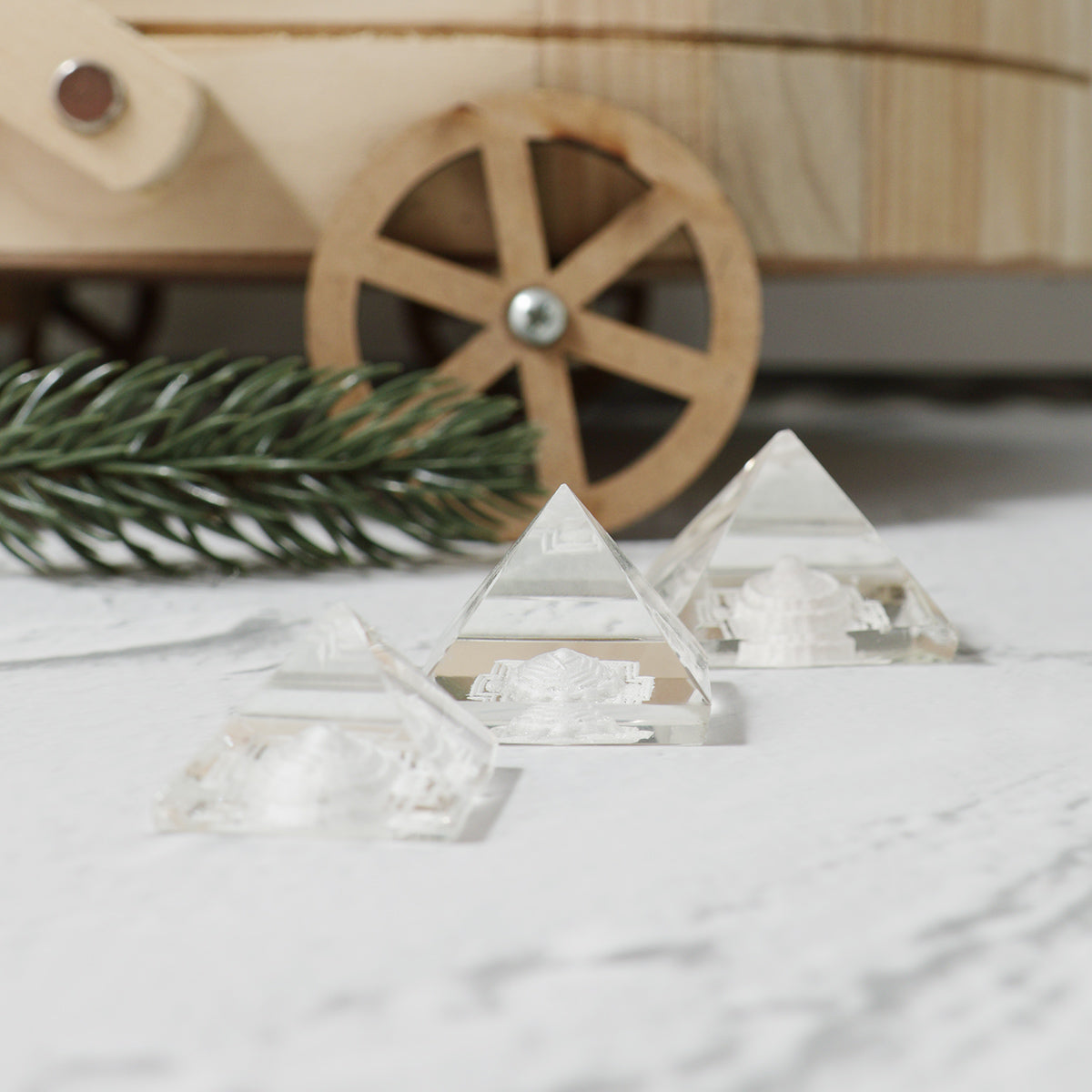 Clear Quartz Shree Yantra Small Pyramid