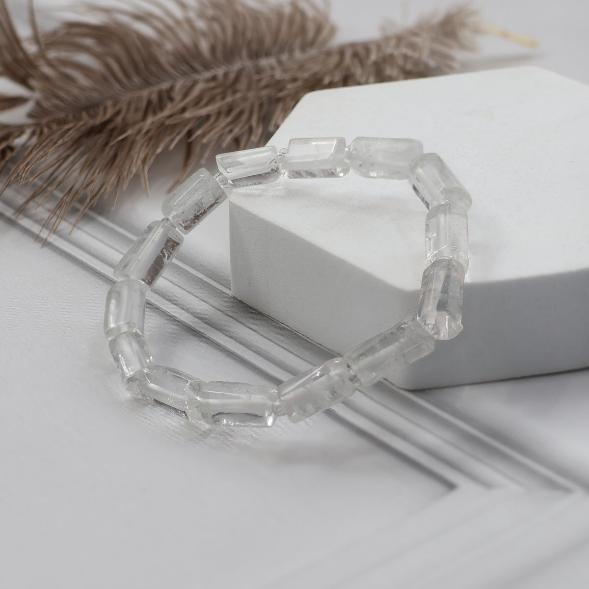 Clear Quartz Tube Beads Bracelet