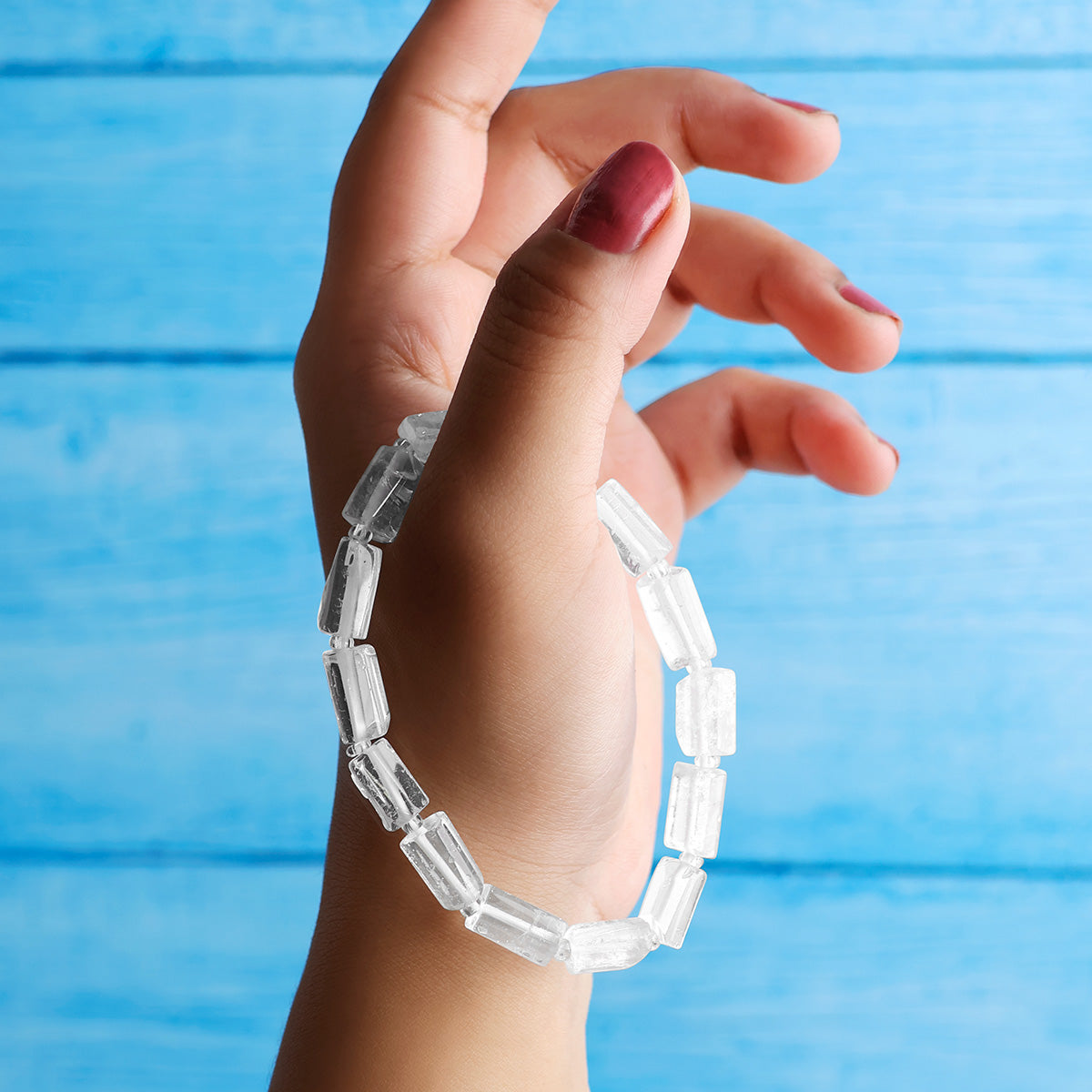 Clear Quartz Tube Beads Bracelet