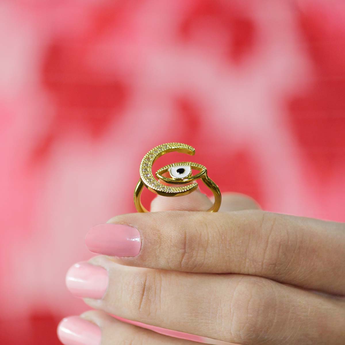 Evil Eye Eye & Moon Small Ring