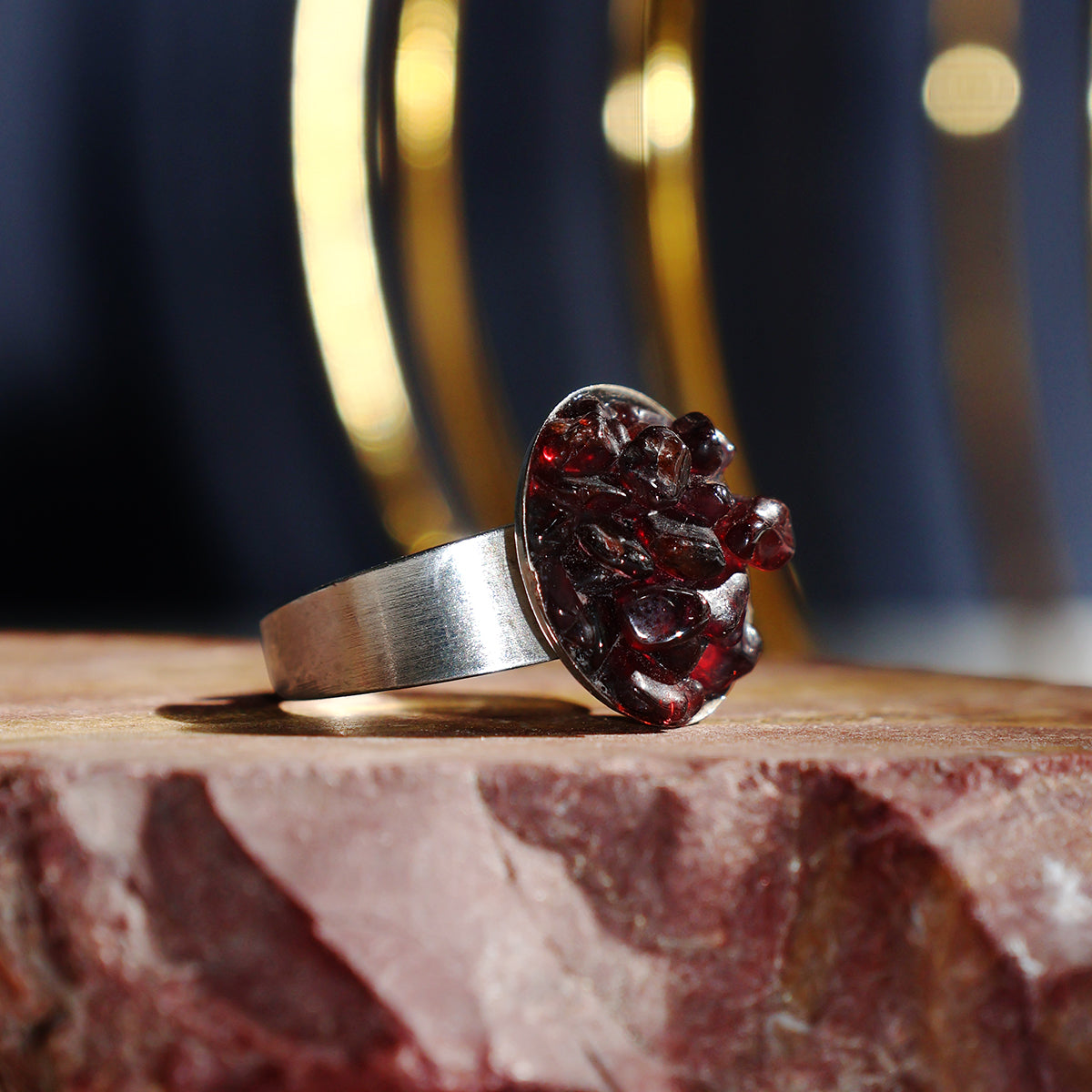 Garnet Chips Stone Ring