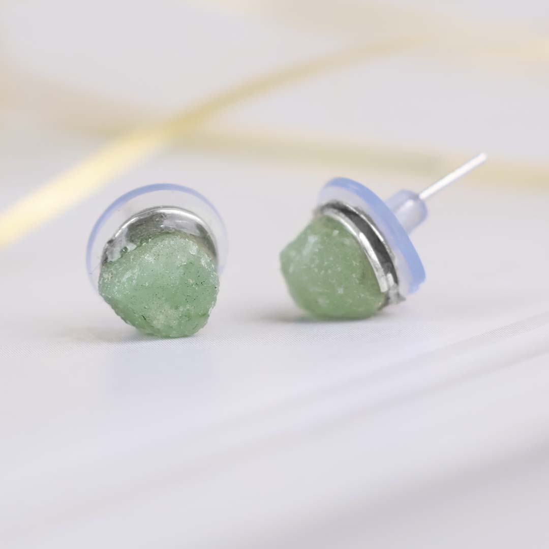 Green Aventurine Raw Studs Earrings