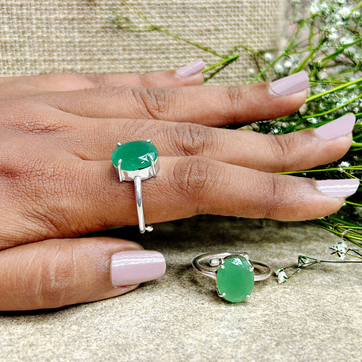 Green Aventurine Faceted Cut Ring