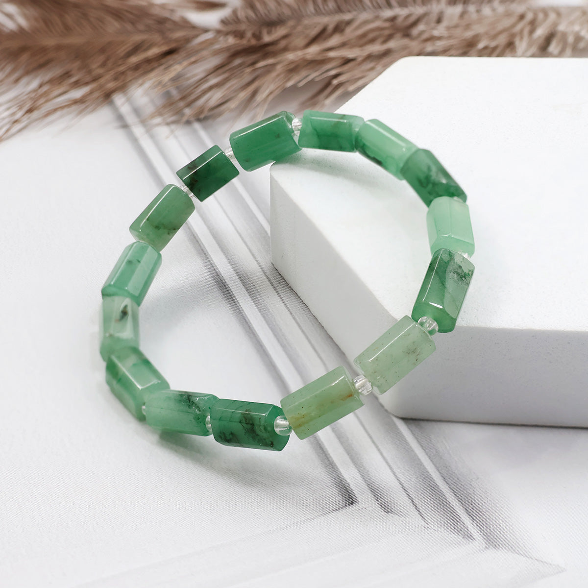 Green Aventurine Tube Beads Bracelet