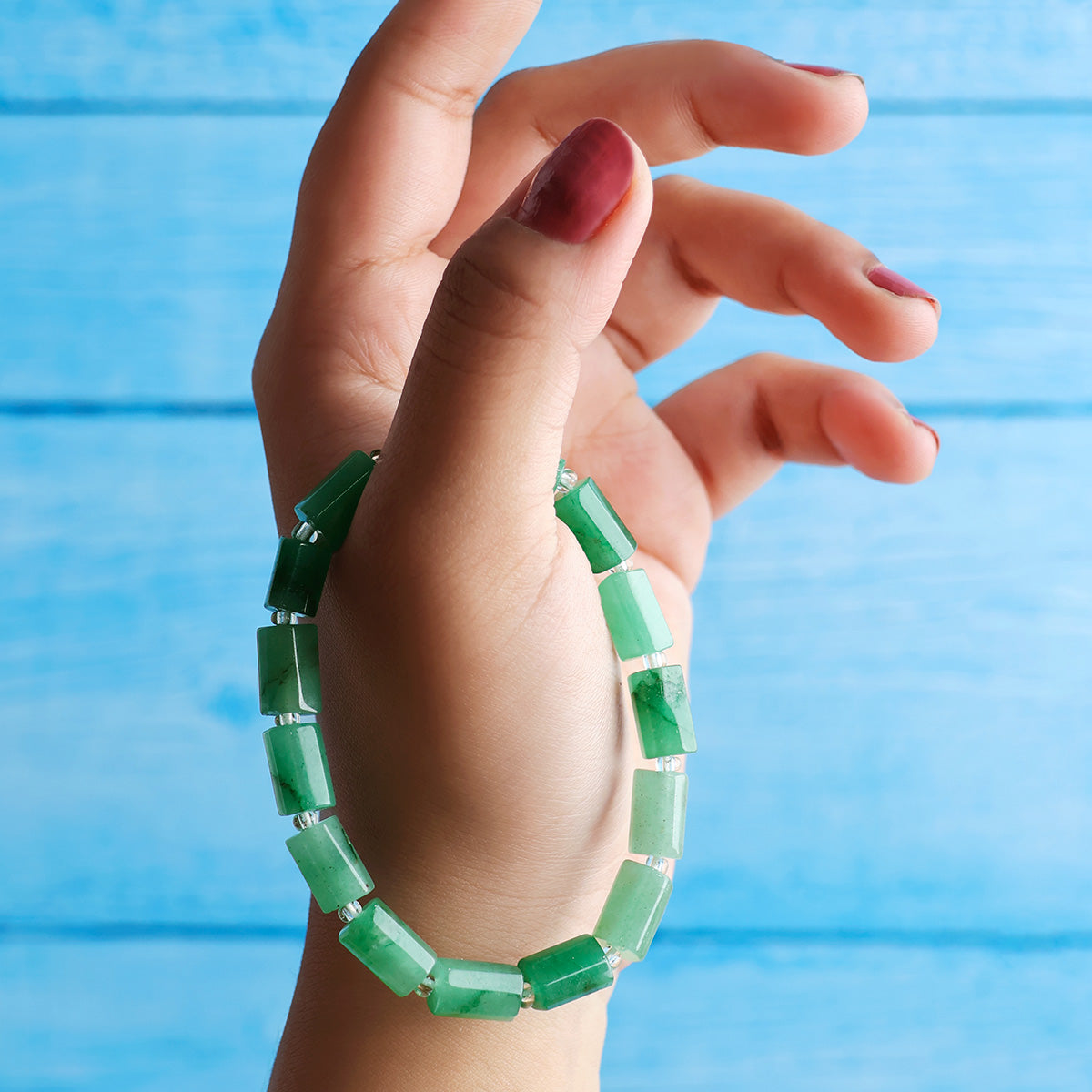 Green Aventurine Tube Beads Bracelet