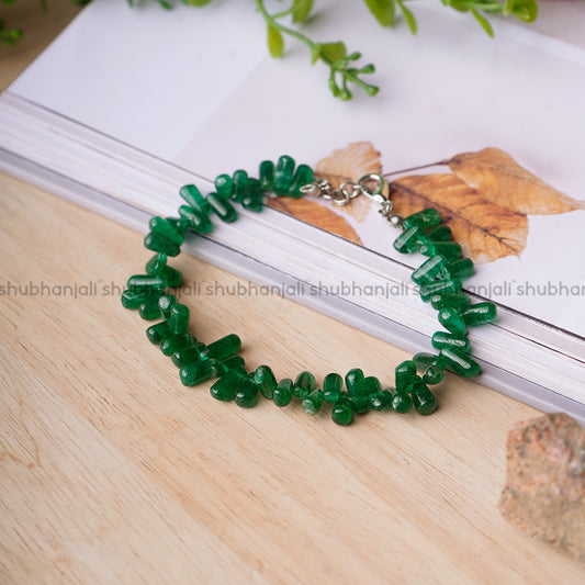 Green Jade Tear Drop Beads Bracelet