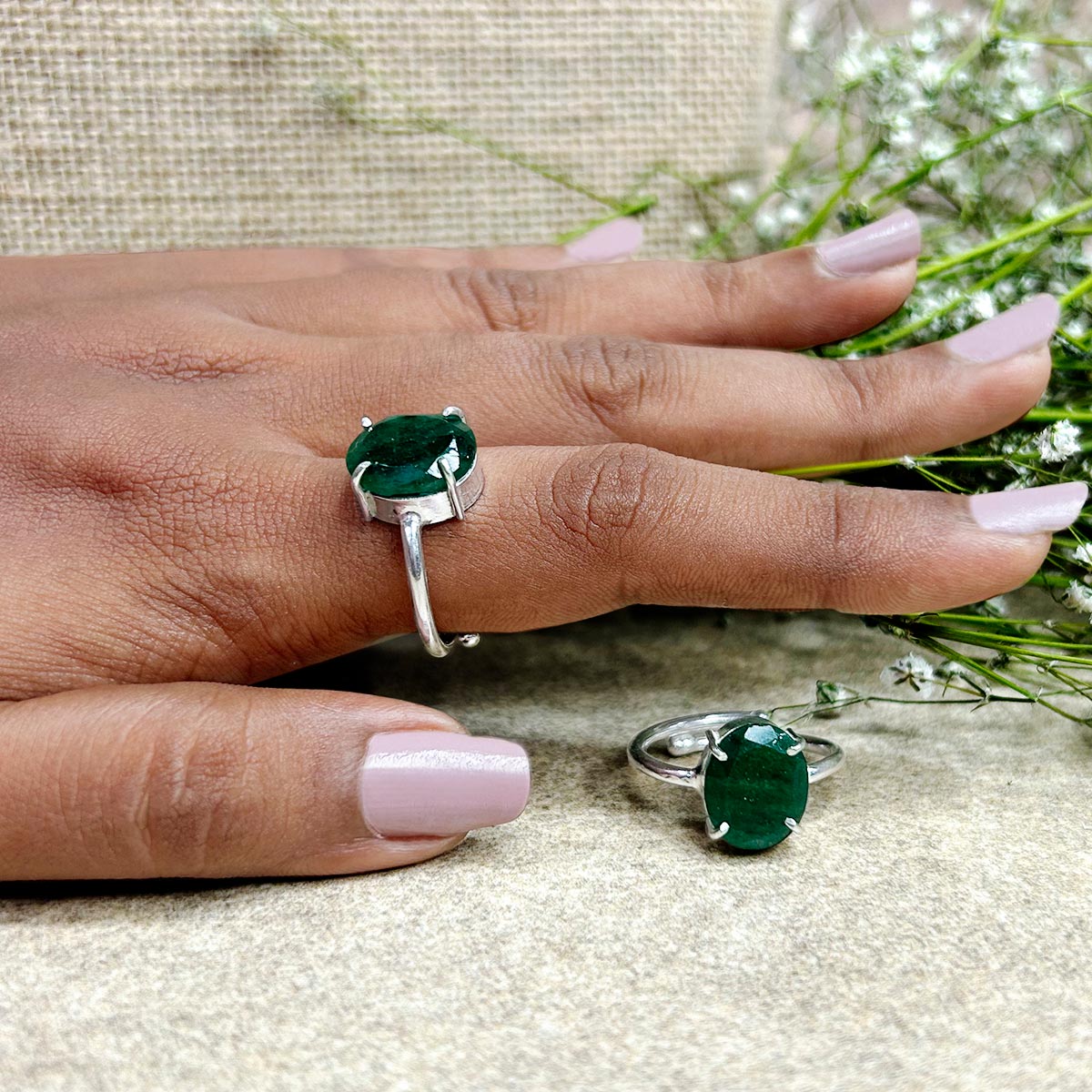 Green Jade Faceted Ring