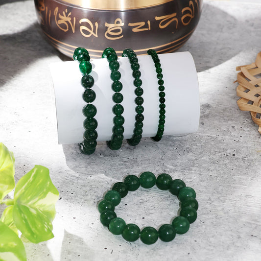 Green Jade Round Beads Bracelet