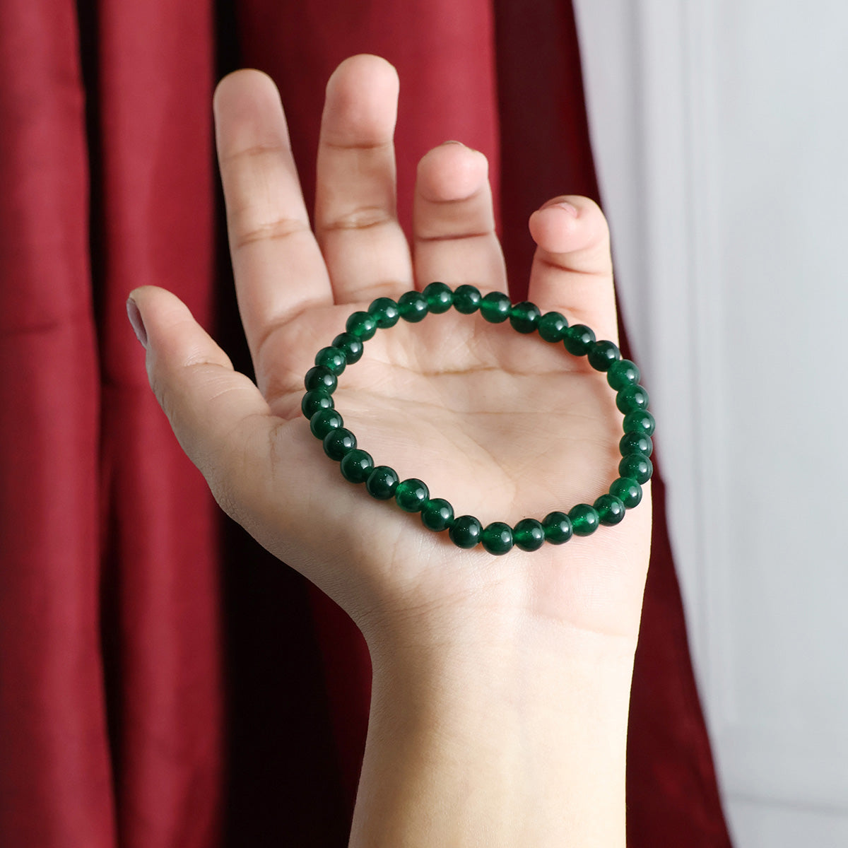 Green Jade Round Beads Bracelet