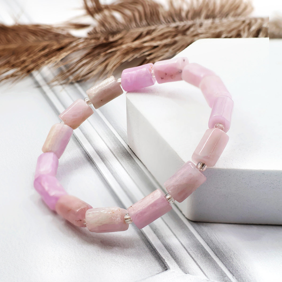 Kunzite Tube Beads Bracelet