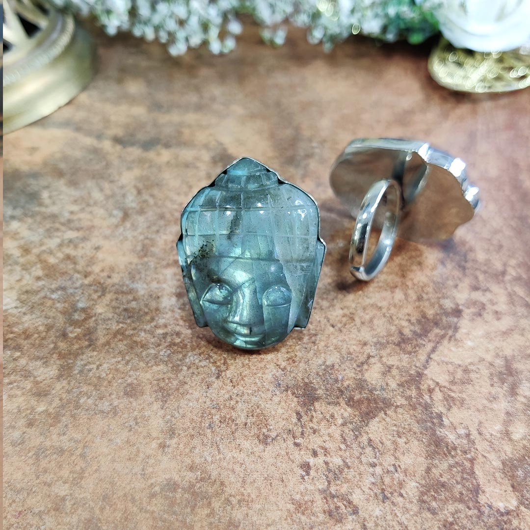 Labradorite Crystal Buddha Ring