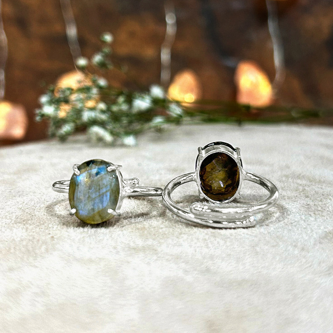 Labradorite Faceted Cut Ring