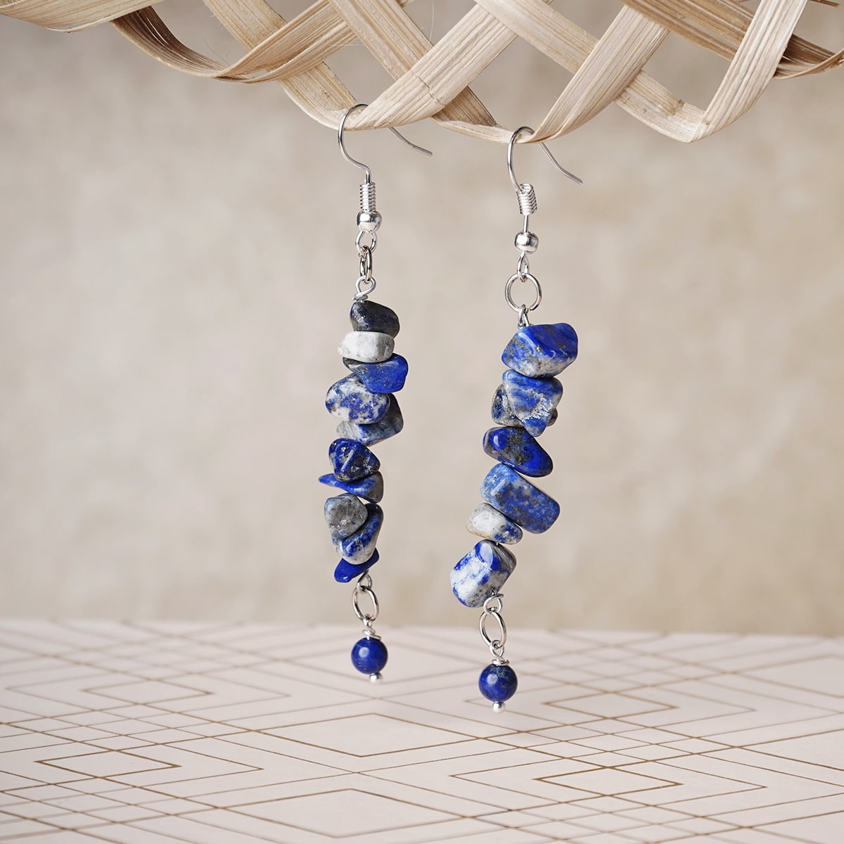 Lapis Lazuli Chips Hook Earrings