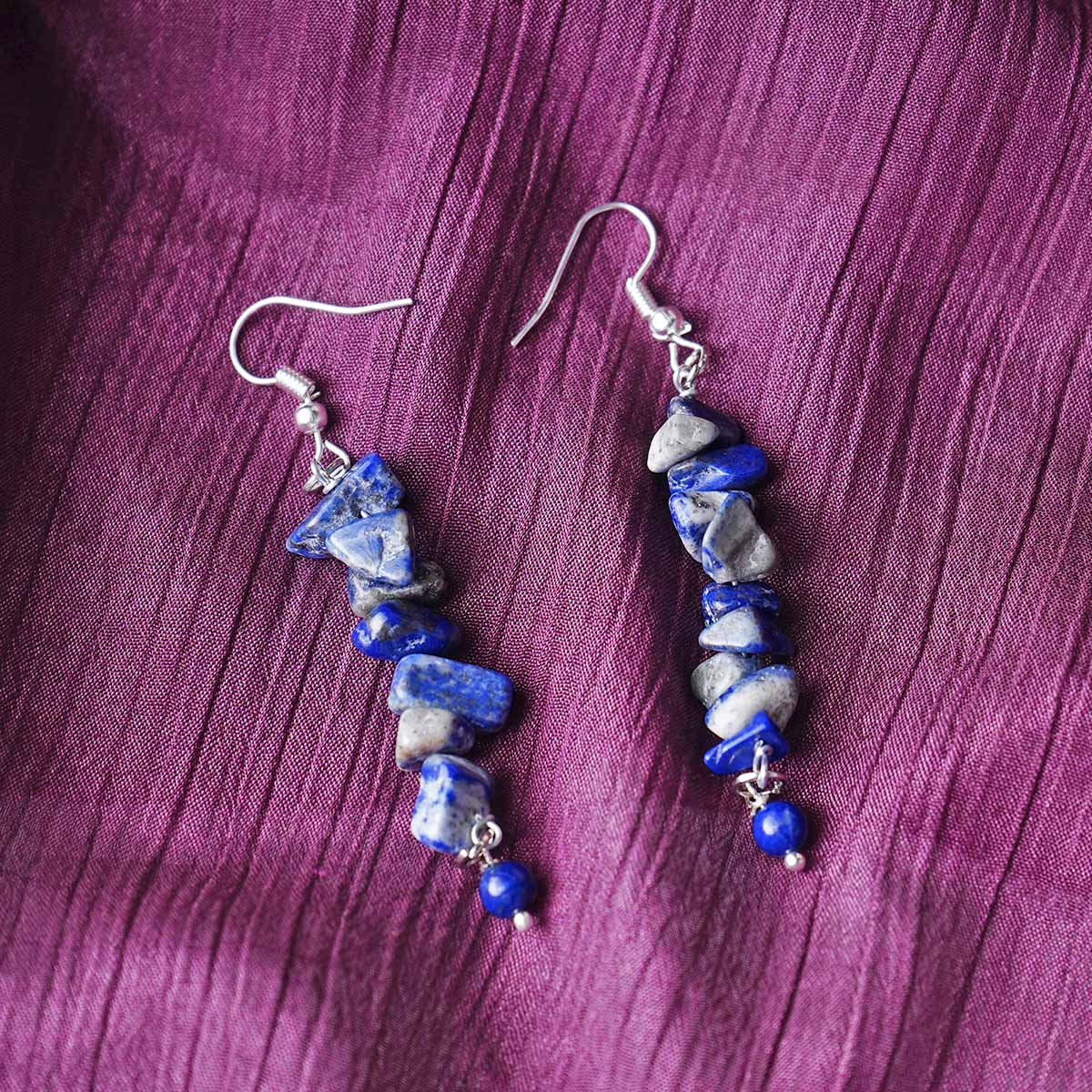 Lapis Lazuli Chips Hook Earrings