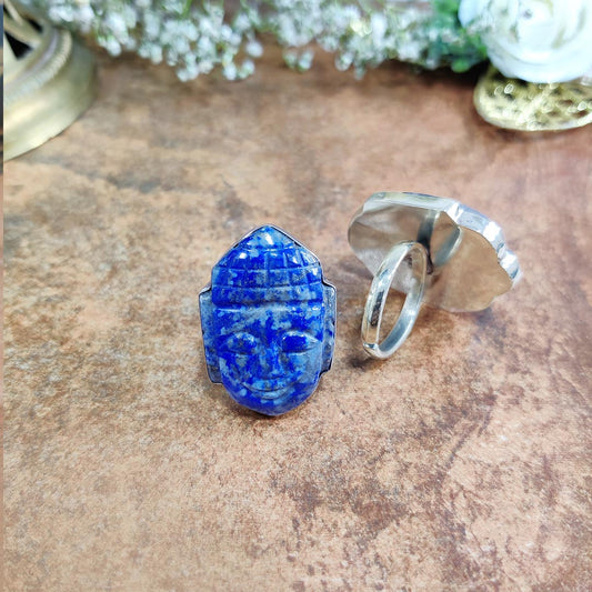 Lapis Lazuli Crystal Buddha Ring