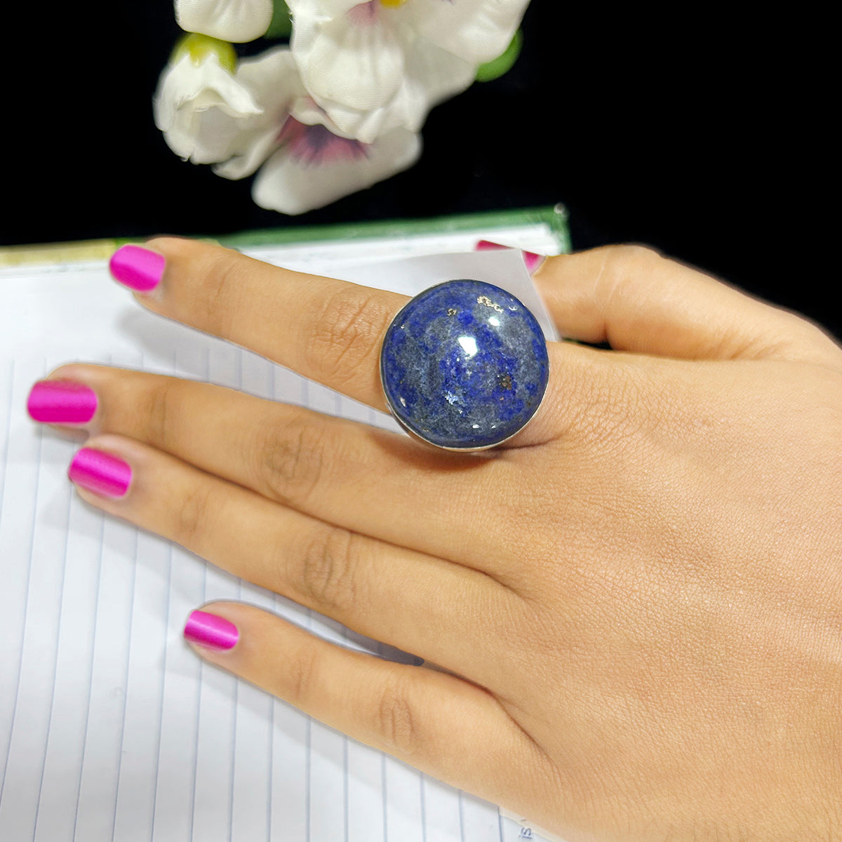 Lapis Lazuli Crystal Oval Ring