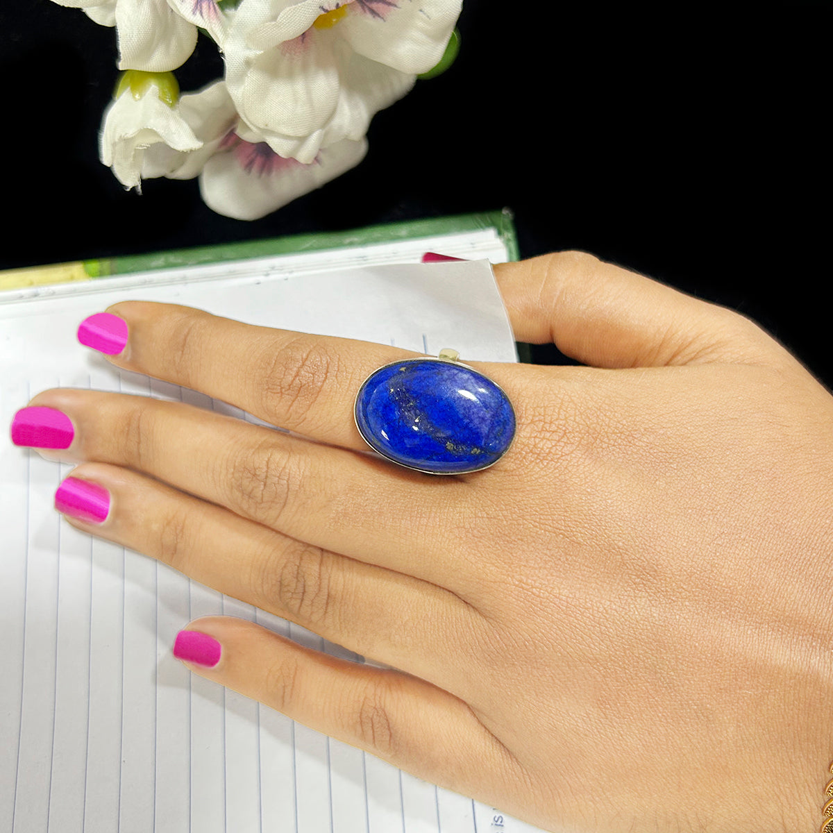 Lapis Lazuli Crystal Oval Ring