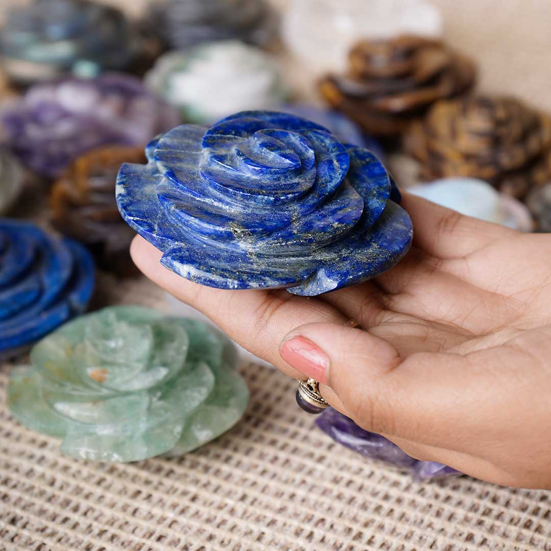 Lapis Lazuli Crystal Rose Flower