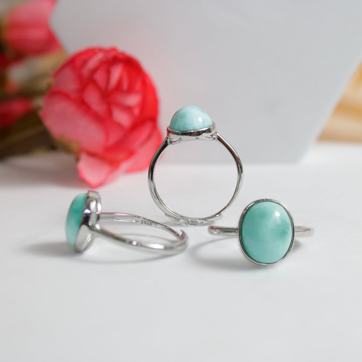 Larimar Oval 925 Sterling Silver Ring