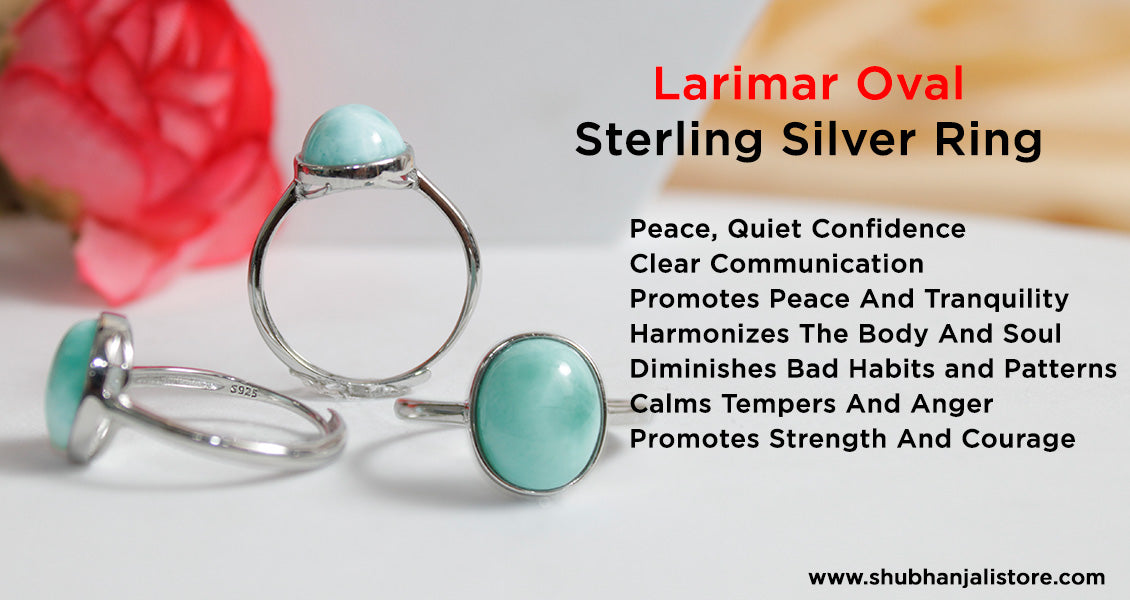 Larimar Oval 925 Sterling Silver Ring