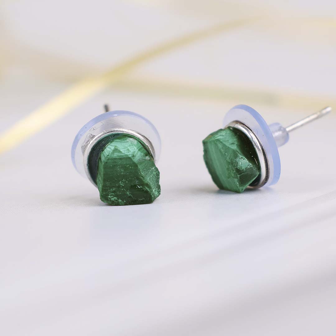 Malachite Raw Studs Earrings