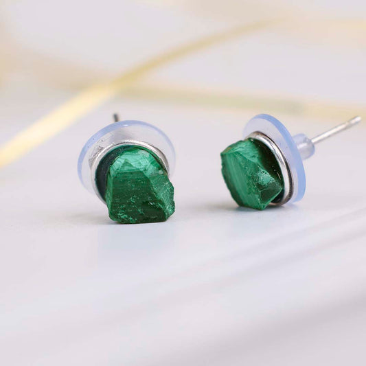 Malachite Raw Studs Earrings