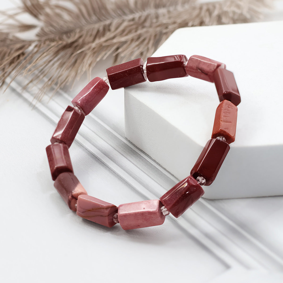 Mookite Jasper Tube Beads Bracelet