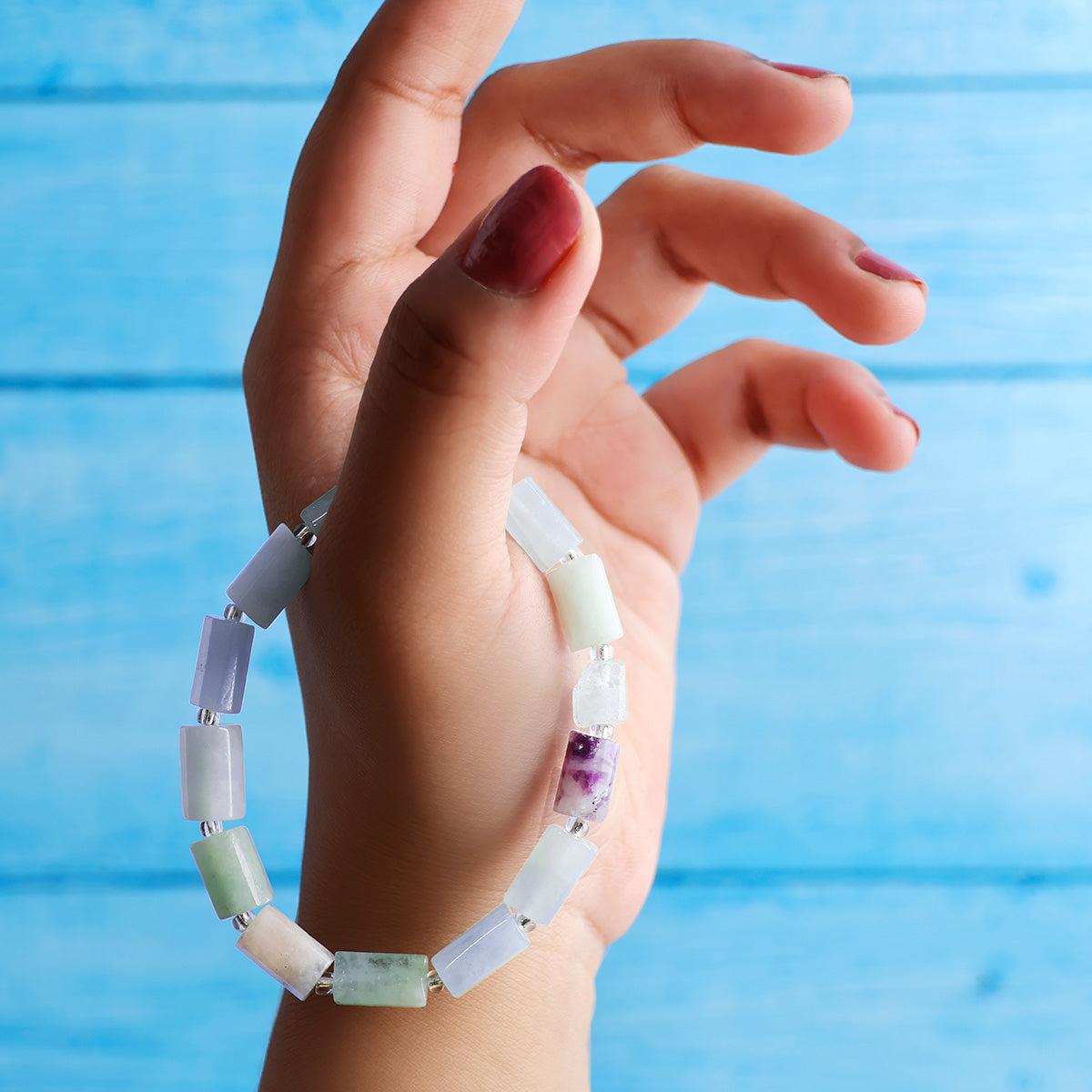 Morganite Tube Beads Bracelet