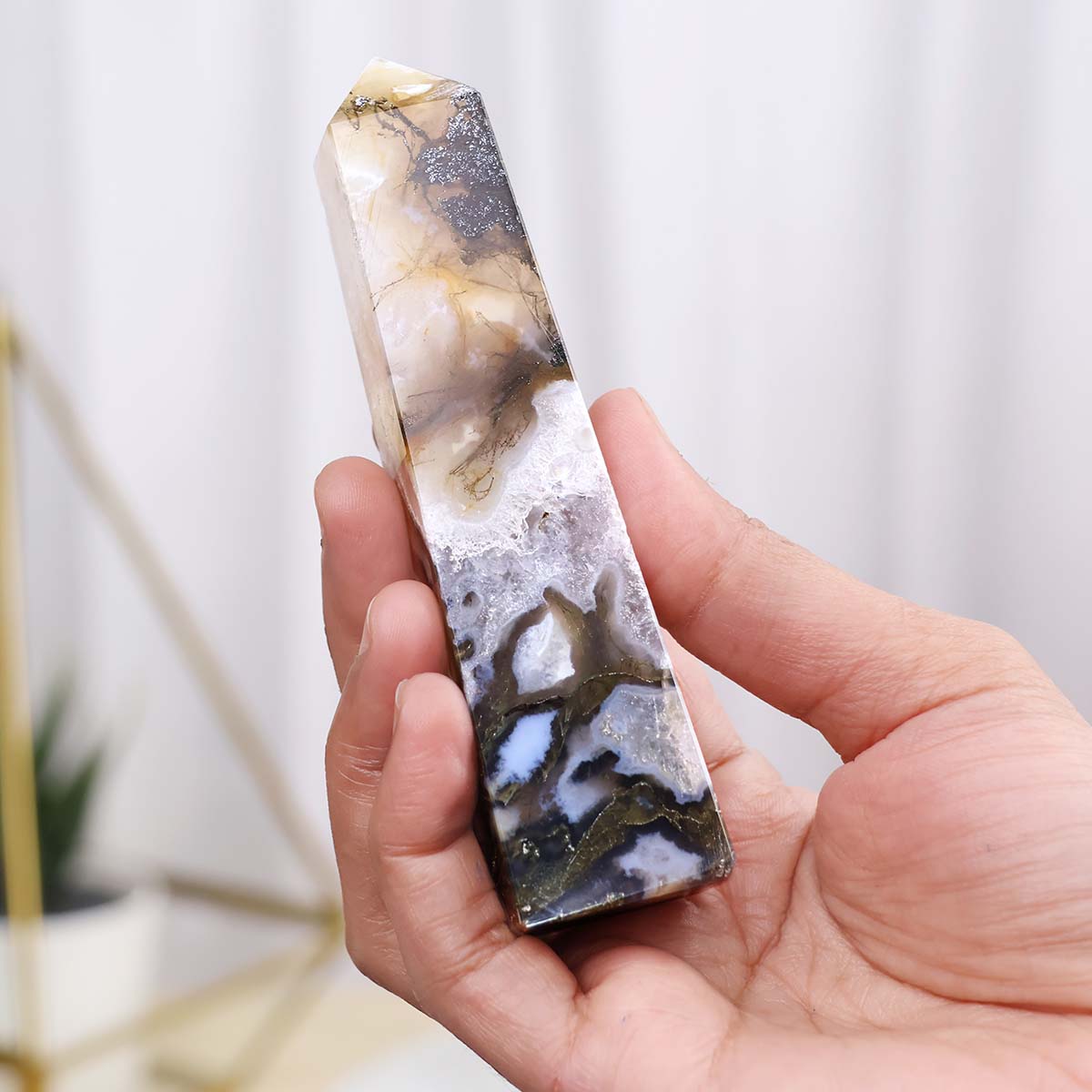 Moss Agate Tower Point