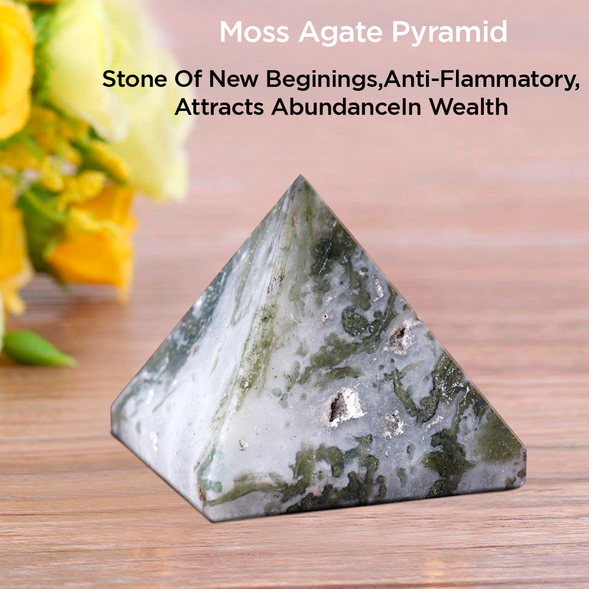 Moss Agate Stone Pyramid