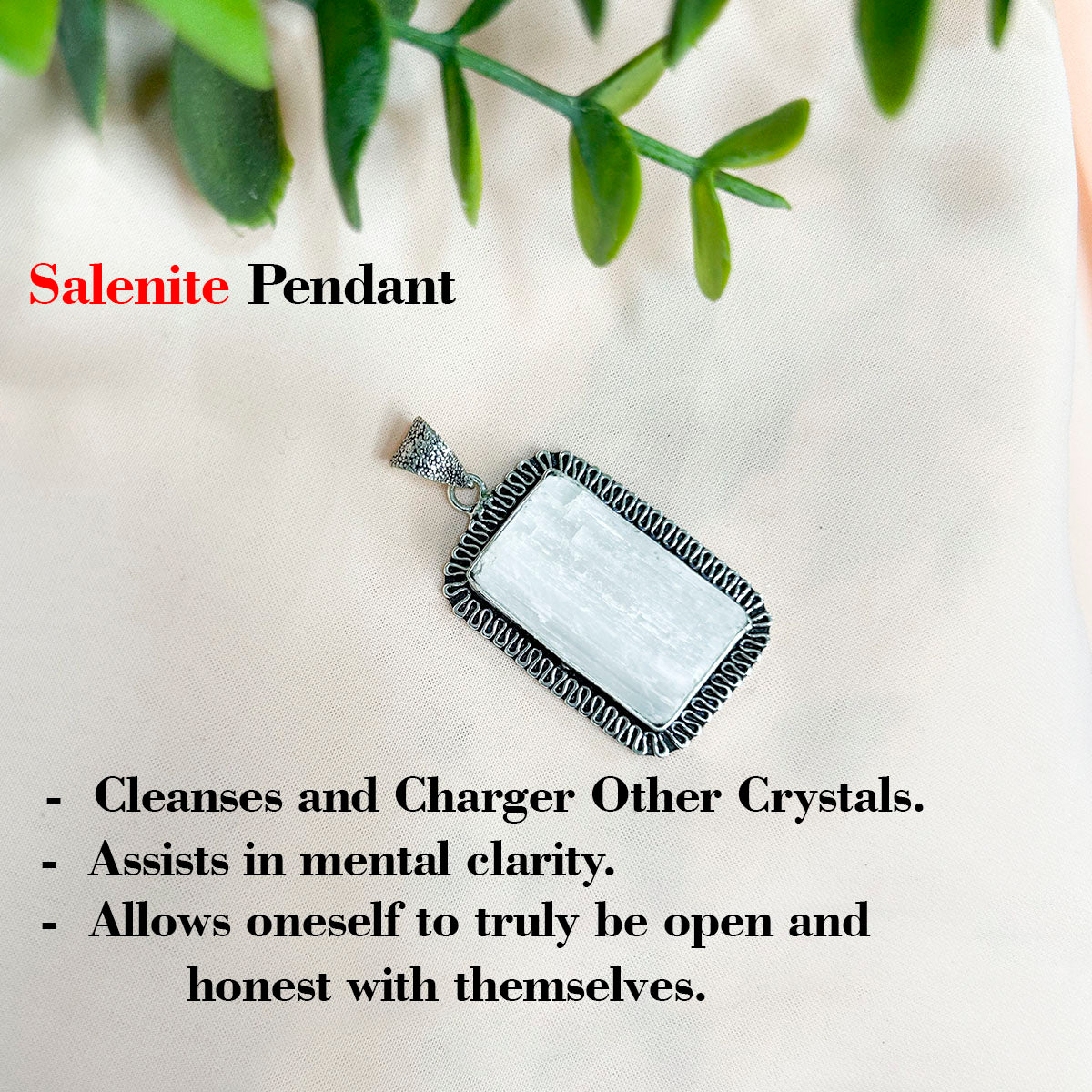 Natural Selenite Crystal Pendant