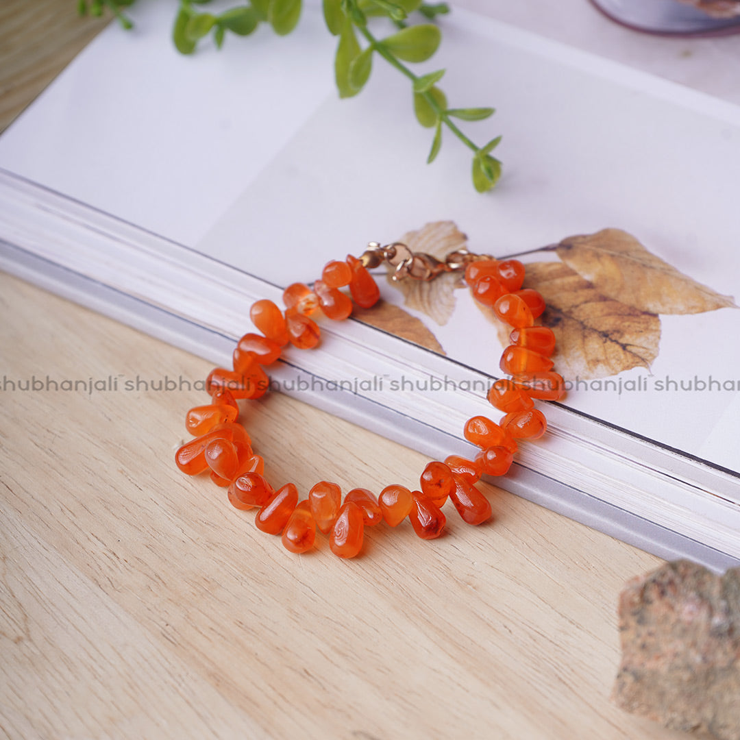 Orange Carnelian Drop Bracelet